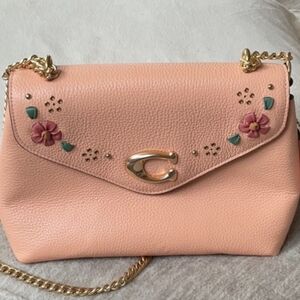 Coach Tammie Shoulder Bag Purse Floral Whipstitch CA145 Faded Blush Multi Used
